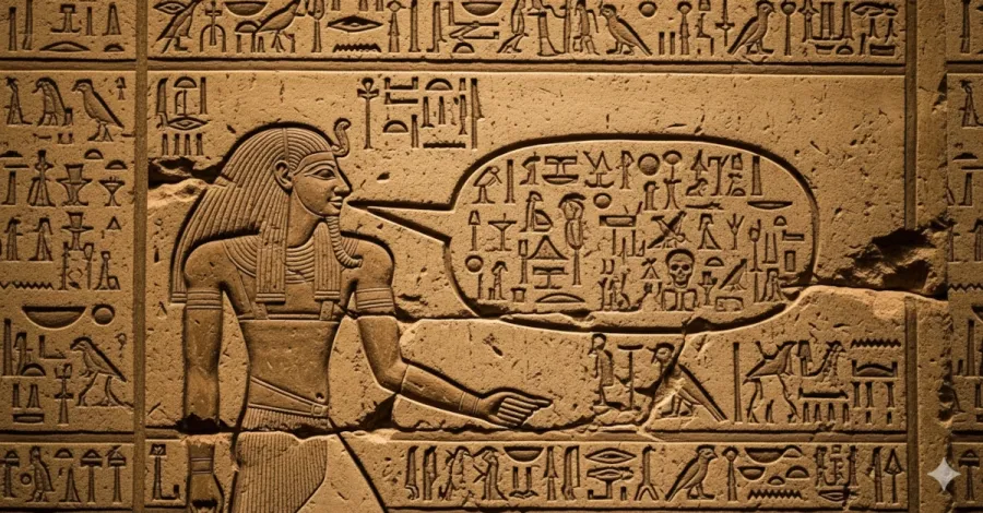 Fictional image depicting foul language in use on an ancient Egyptian artifact