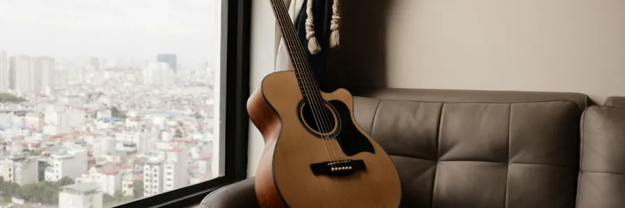 Photo of an acoustic guitar